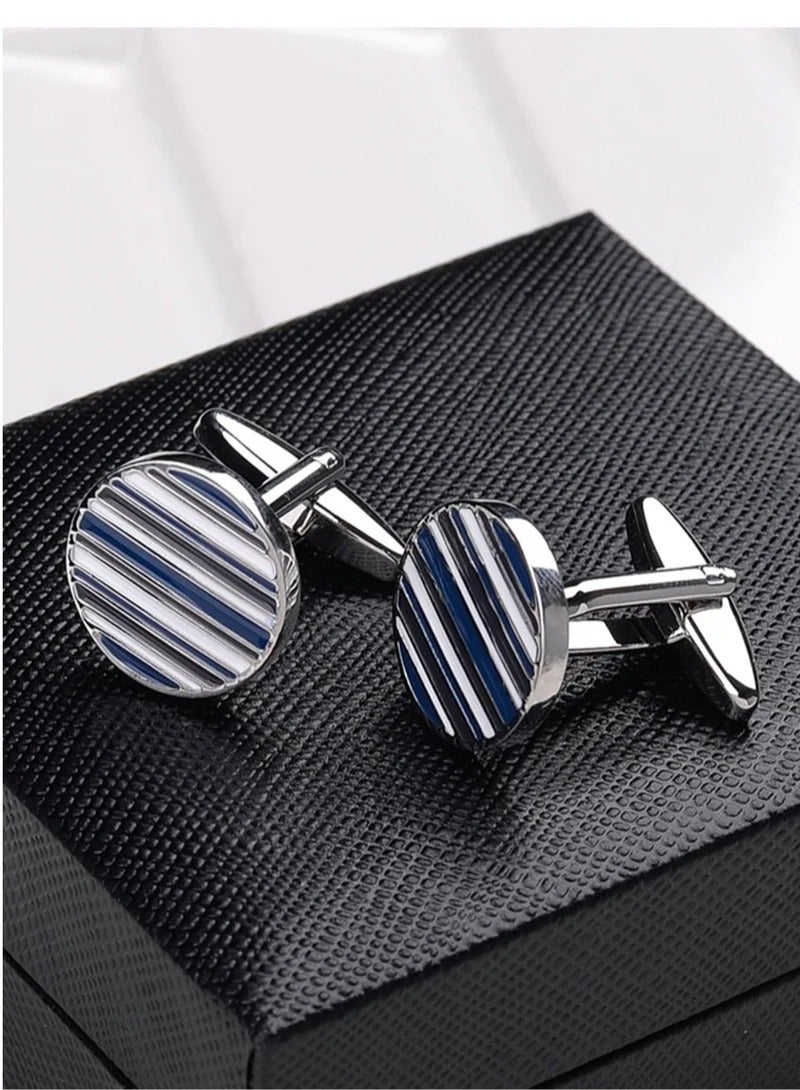 DB Innov. Cufflinks, Round Twill Cufflinks, 2 PCS in One Set Copper Jewelry Specially Design for Men's Shirt Wedding Business Gift with Delicate Package Box. - Image 5